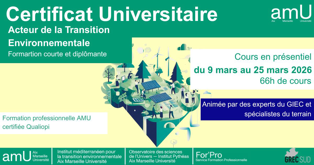 FORMATION CONTINUE, DEMARCHE RSE�: Certificat Universitaire � Acteur de la Transition Environnementale �
